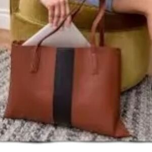 Vince Camuto Color block vegan leather envelope style tote